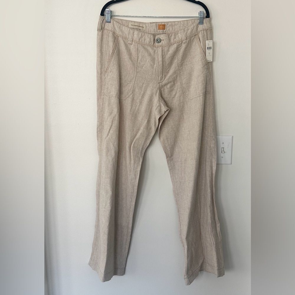 Anthropologie Pilcro Linen Blend Tan Wide Legged Pants 14 (new)